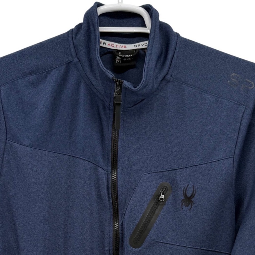 Spyder Active Mens Full Zip Jacket Blue Heathered Mock Neck XL SPM806U